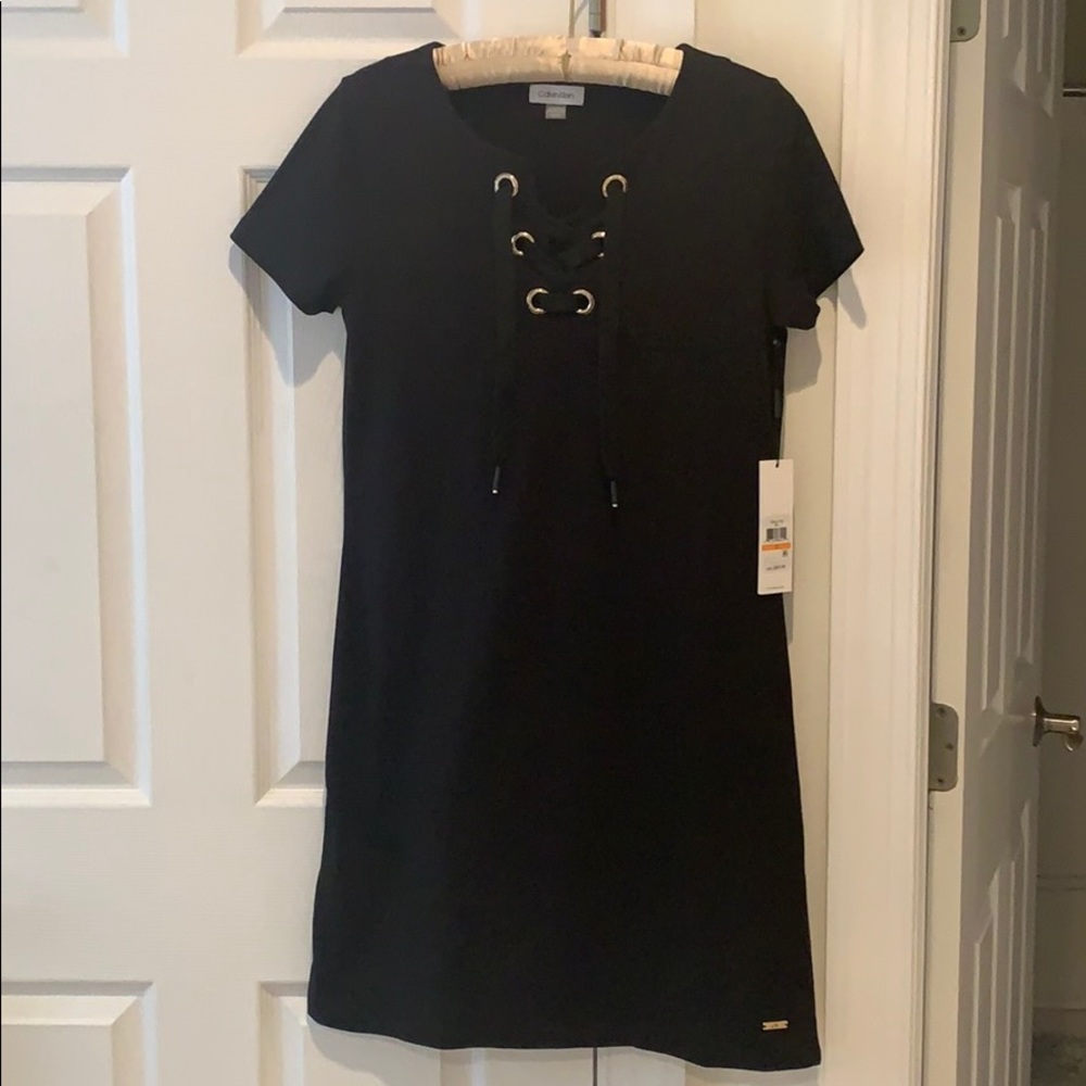 Calvin Klein tie neckline dress